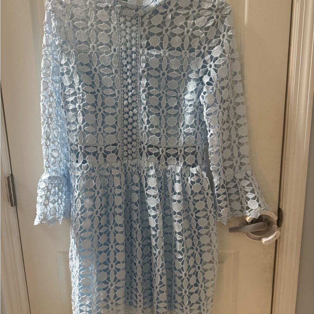 Elegant Blue Lace women’s lined Dress